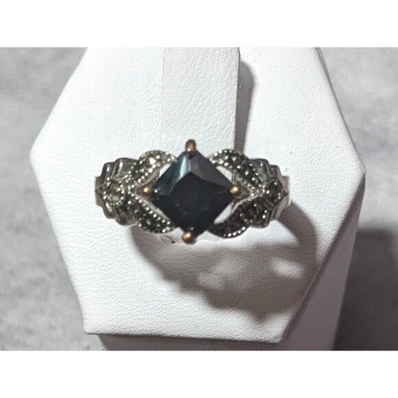 Gothic Art Deco Black Gemmed And Marcasite Ring Size 7 1/4 - Picture 8 of 13